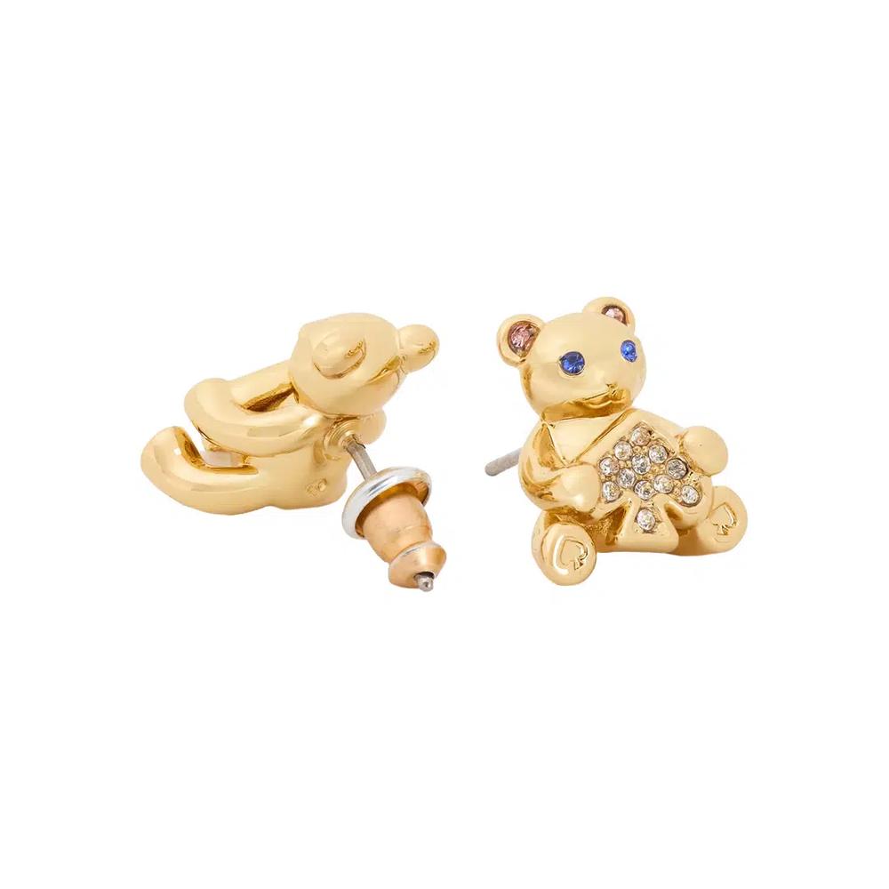 Серьги-гвоздики Oh What Fun Spade Teddy Bear в прозрачном/ золотом KK024 3