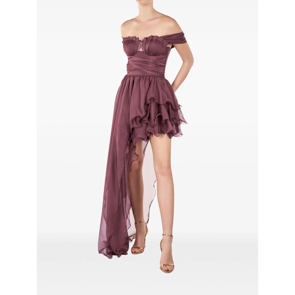 Mauve Elisee asymmetric ruffled mini dress 2