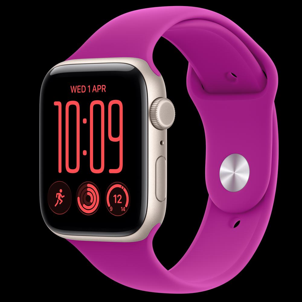 Apple Watch SE 3 44 мм, GPS + Cellular, алюминий, Starlight, ремешок Magenta Sport Band 1