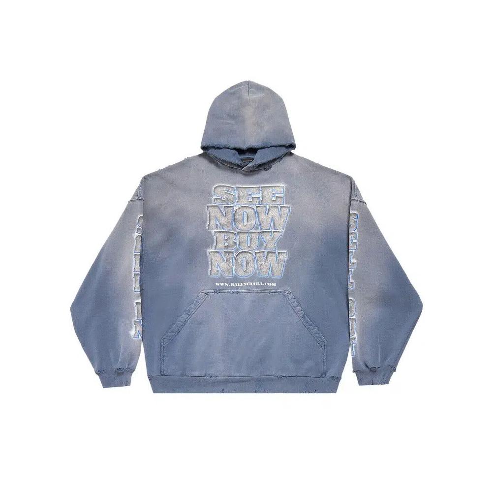 Худи Balenciaga Large Fit Hoodie «Уошед Блю» 1