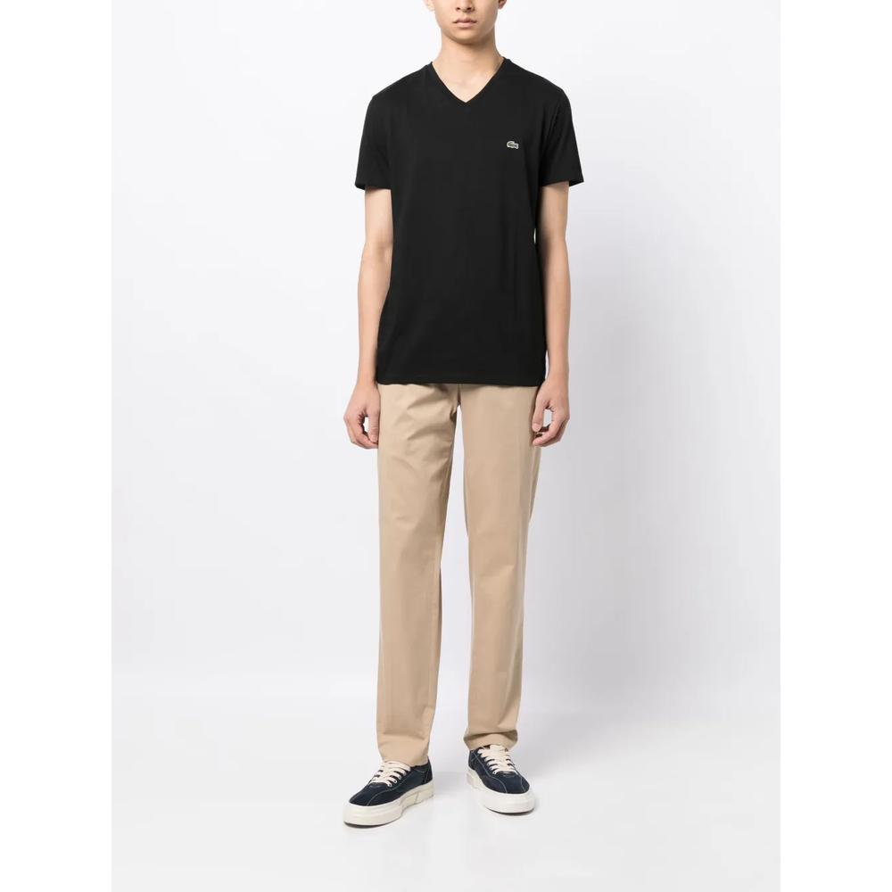 logo-patch V-neck cotton T-shirt 2