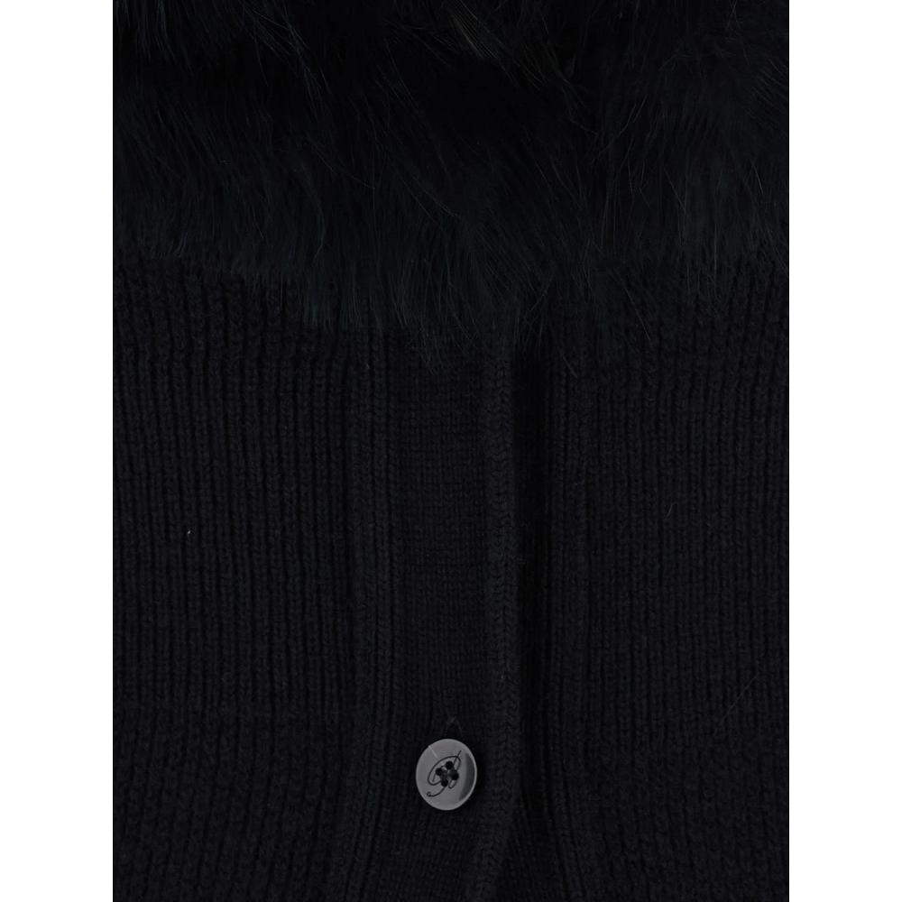 faux-fur collar ribbed cardigan 4