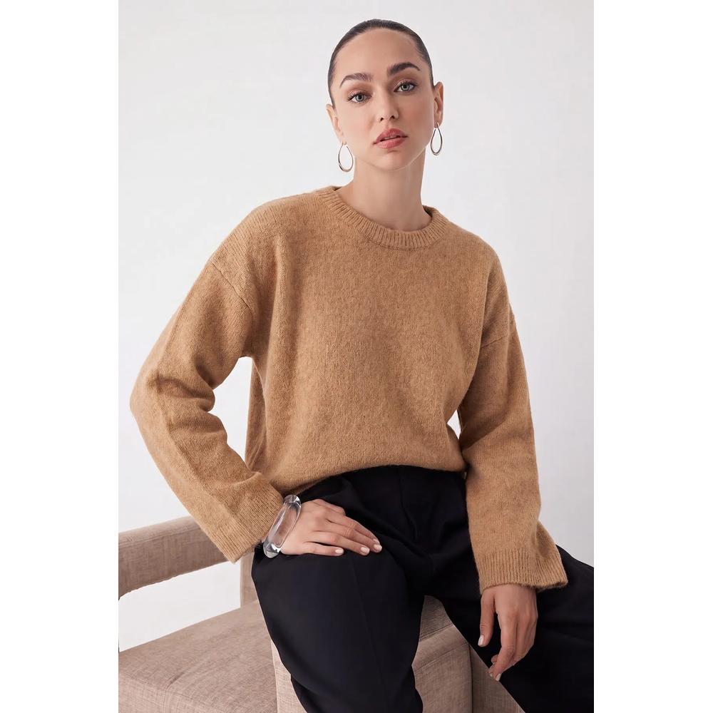 Wardrobe Essentials мягкий свитер базовый широкого кроя с текстурой цвета норки | Twoaw26Kz00088 2