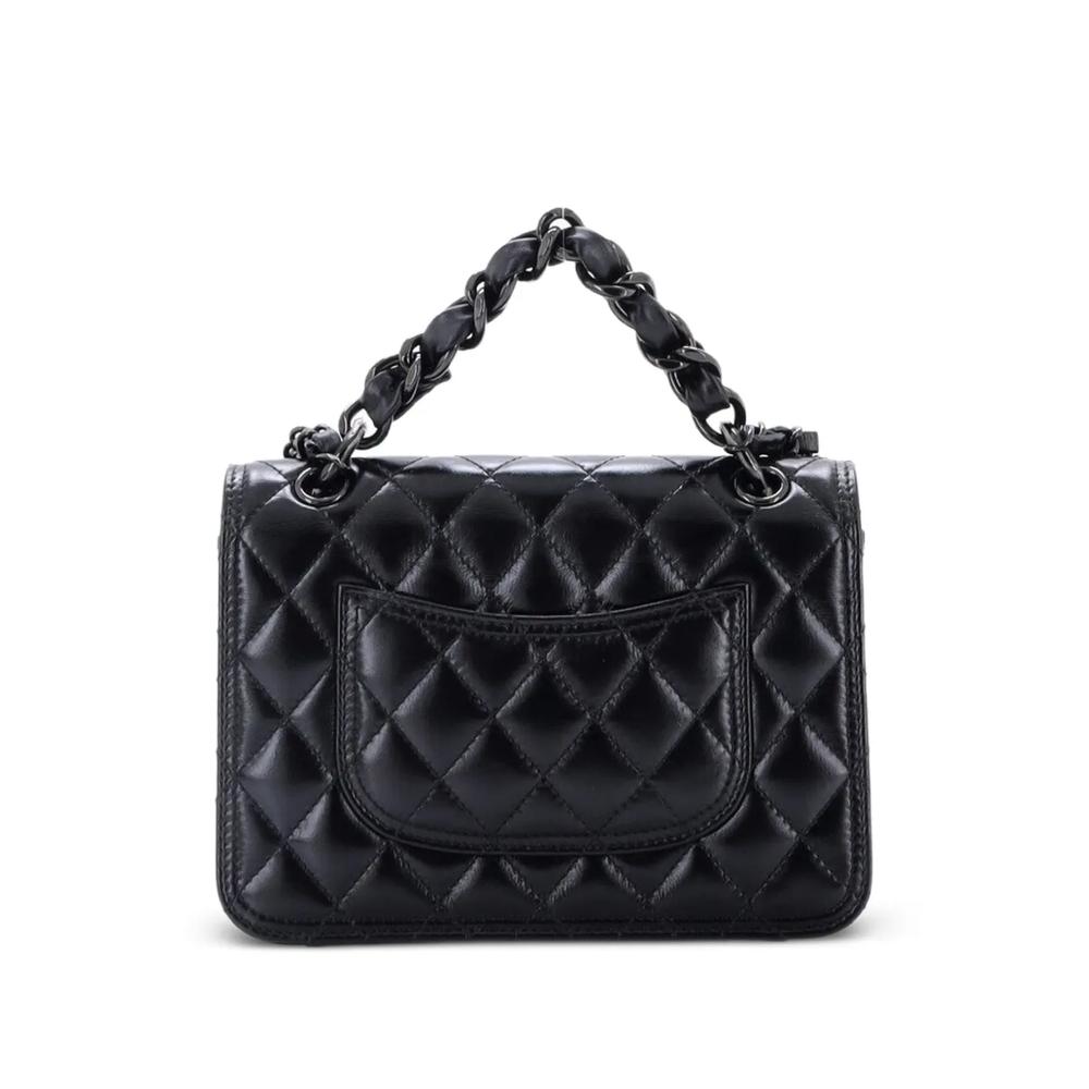 Мини-сумка на плечо So Black Double You CC Flap Bag Quilted Shiny Crumpled Calfskin 2