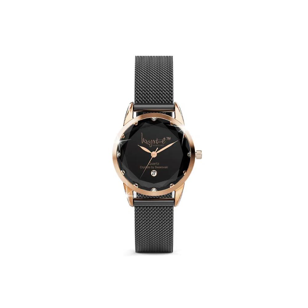 Часы Krystalline Sleek Gold on Black, инкрустированные кристаллами SWAROVSKI® 4