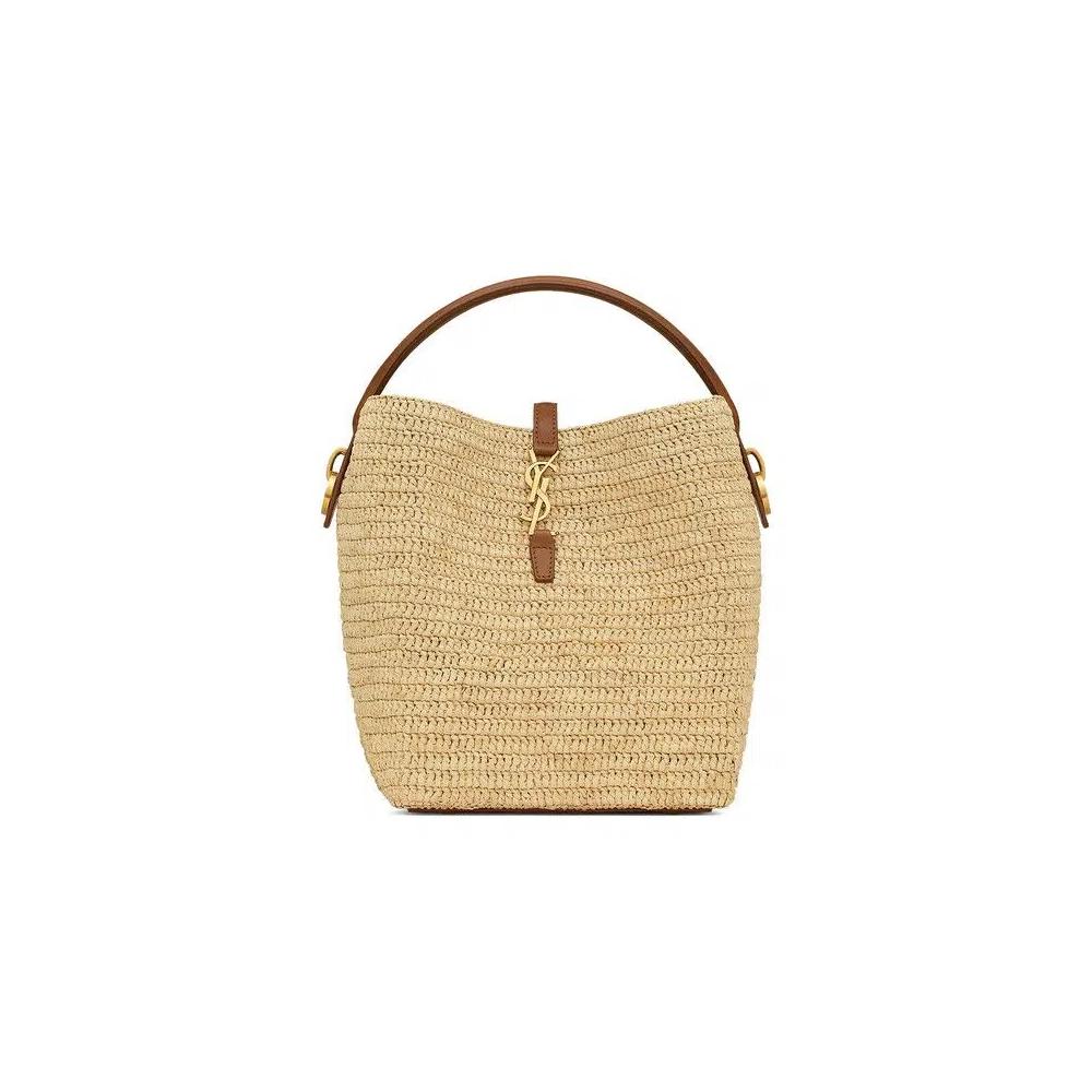 Сумки через плечо Saint Laurent Le 37 In Woven Raffia 'Натуральный/Кирпичный' 3