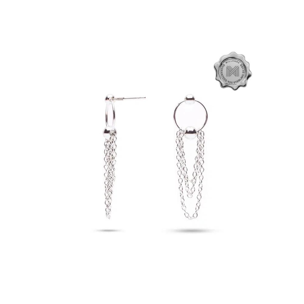 Millennia 2000 Drop Thread Серебряные серьги-кольца с 925 стерлинговым серебром 5