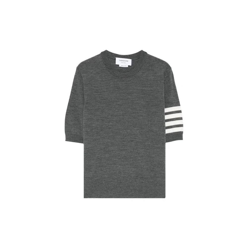 Футболка с коротким рукавом Thom Browne 4 Bar Wool Stripe 'Medium Grey' 1
