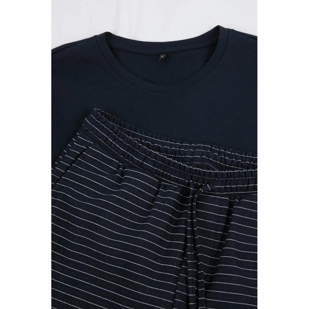 Темно-синий пижамный комплект Regular/Normal Cut Bottom Striped Knitted Tmnss26Pt00036 7