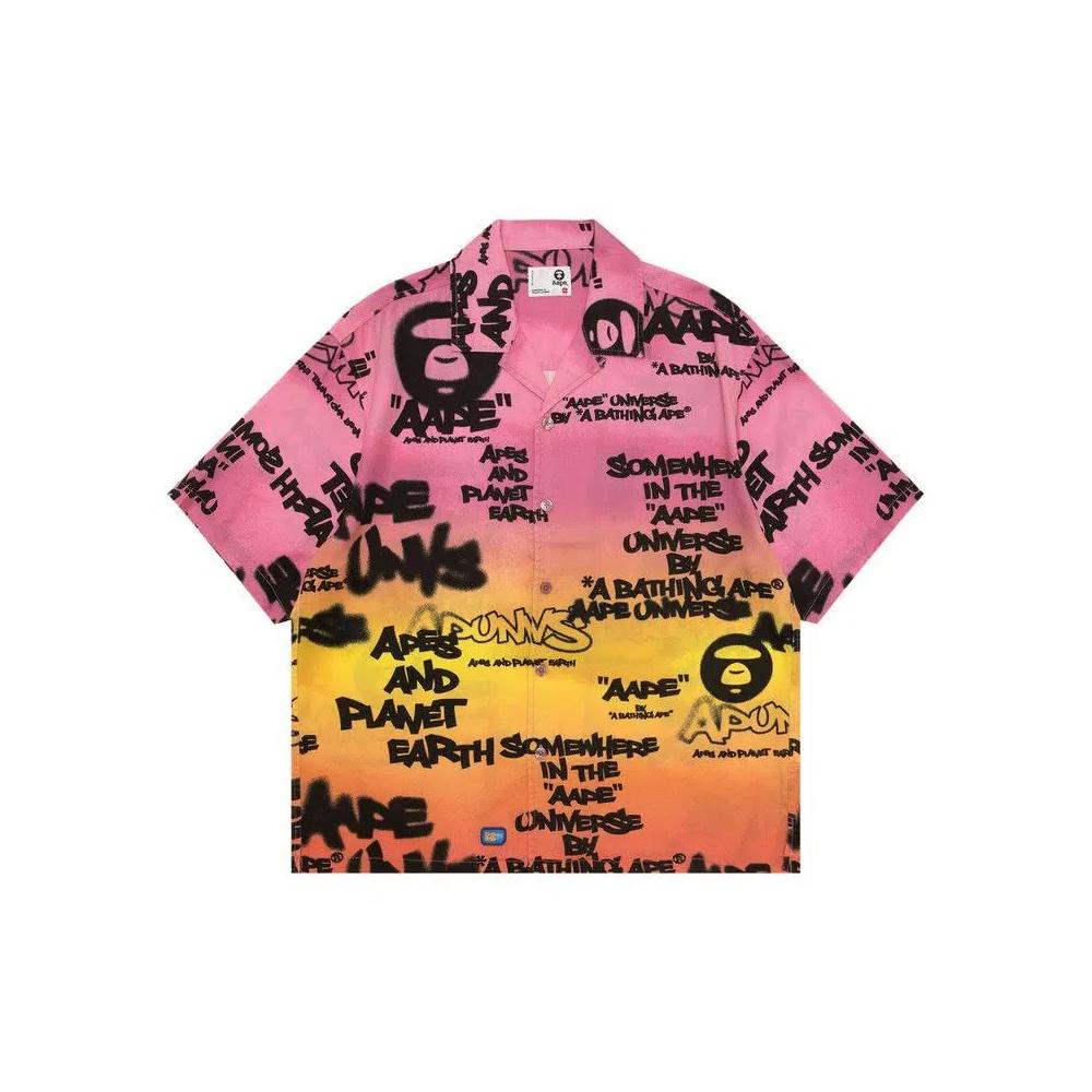 Шорты AAPE AAPEUNVS Unvs Graffiti-Print Short Sleeve Shirt 'Pink/Orange' 1