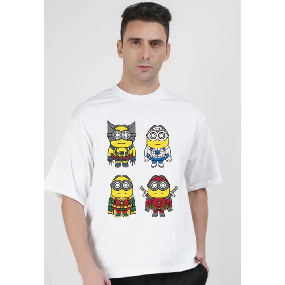 Увеличенная белая хлопковая футболка с коротким рукавом Minion 2