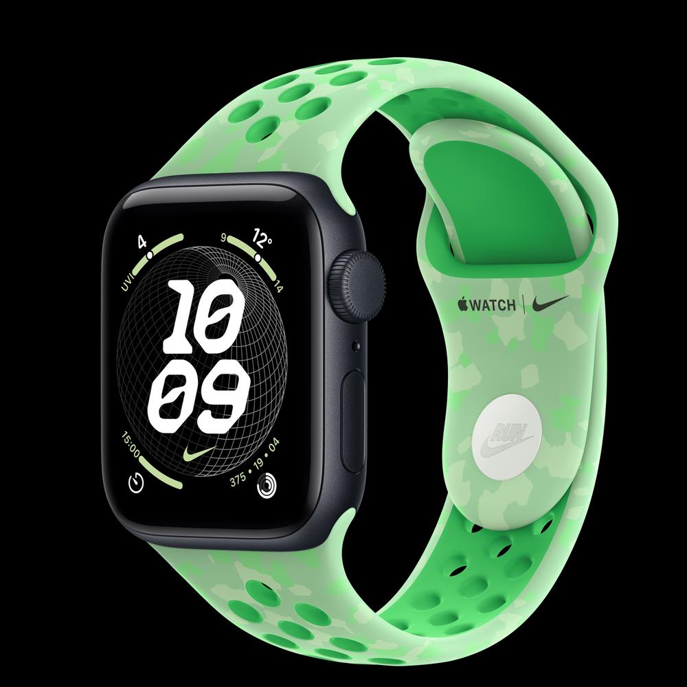 Apple Watch SE 3 40 мм, GPS, алюминий, Midnight, ремешок Green Spark Nike Sport Band 1
