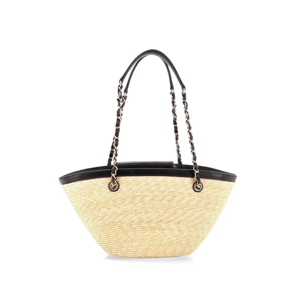 Coco Beach Shopping Bag Raffia with Quilted Lambskin Small shoulder bag 2