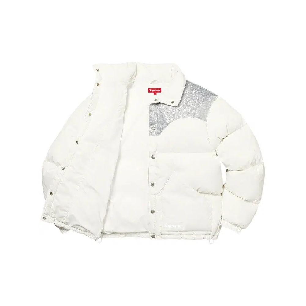 Пуховики Supreme Glitter Yoke Down Puffer Jacket 'Белый' 3