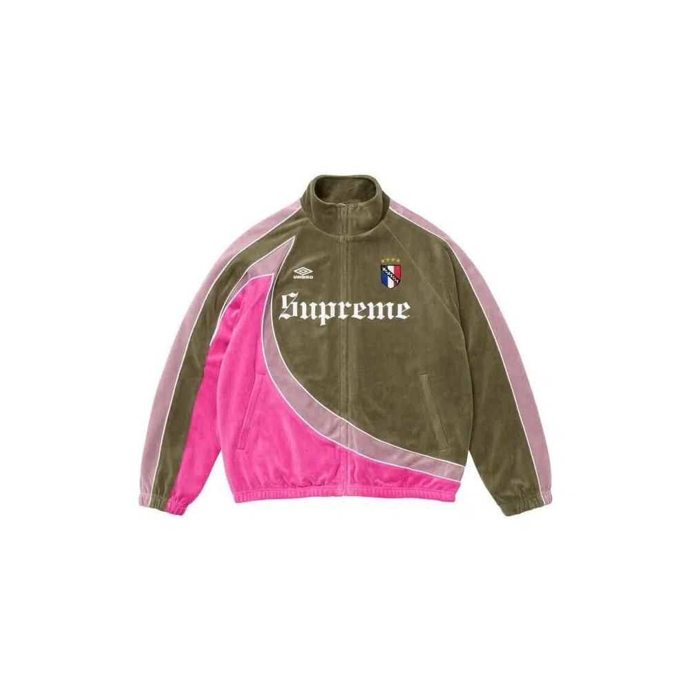 Куртка-олимпийка Supreme x Umbro Velour Track Jacket 'Olive' 1