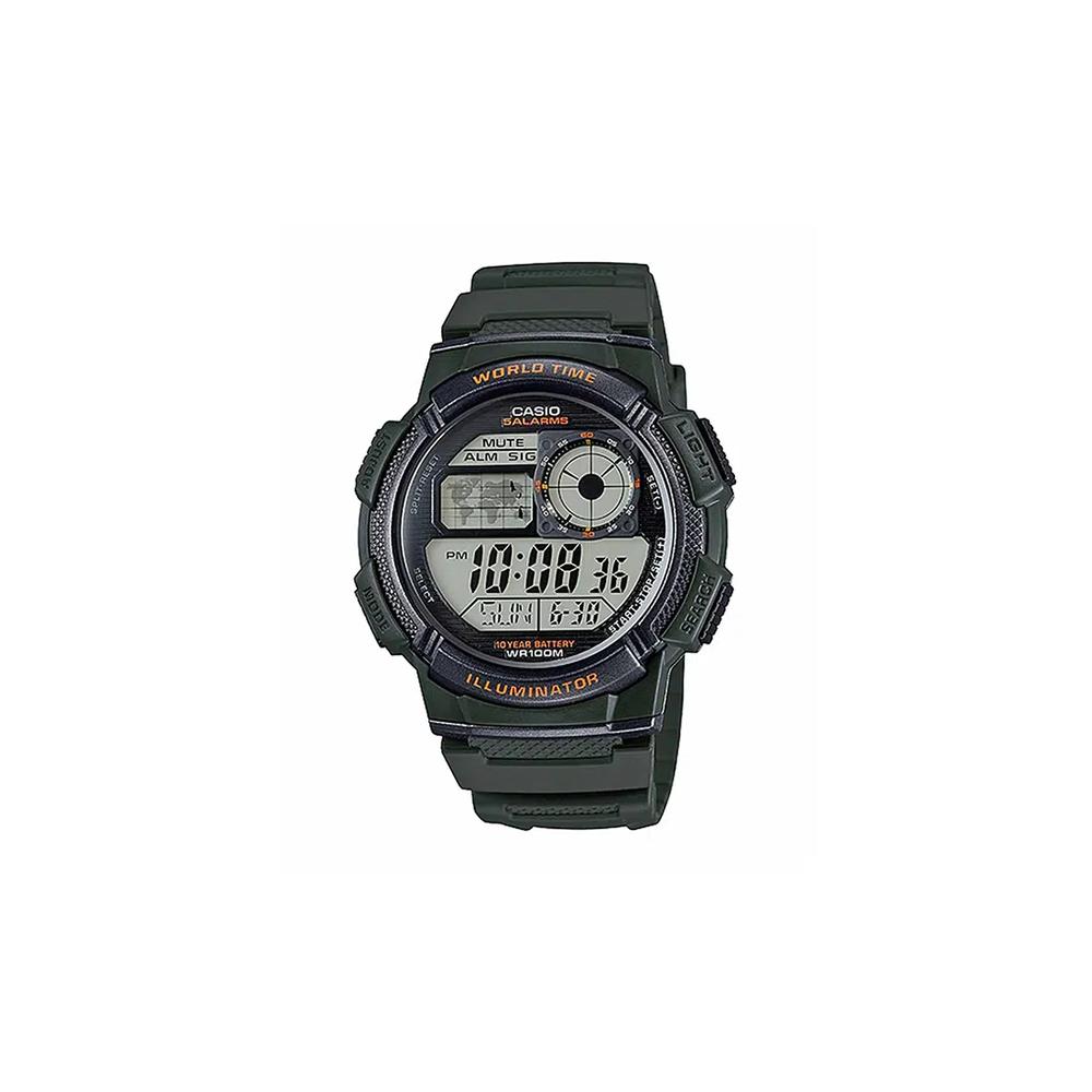 Мужские цифровые часы AE-1000W-3AV, армейский зеленый, ремешок из смолы 1