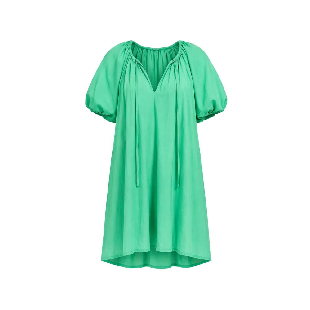 puff-sleeve gathered dress 1