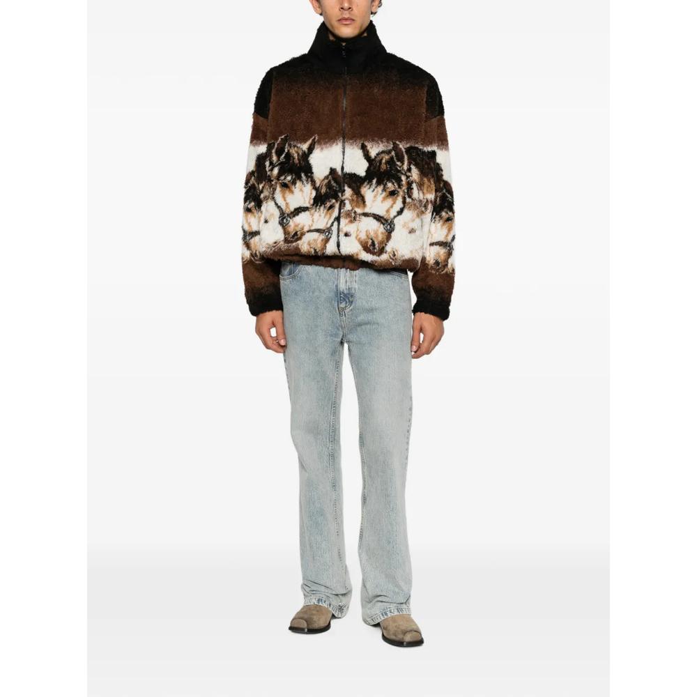 horse-print zip-up cardigan 2