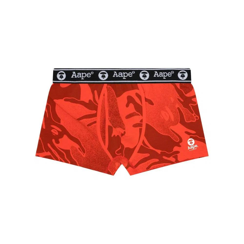 Нижнее белье AAPE Moonface Logo Camo Boxer Briefs 'Orange/Dark' 1