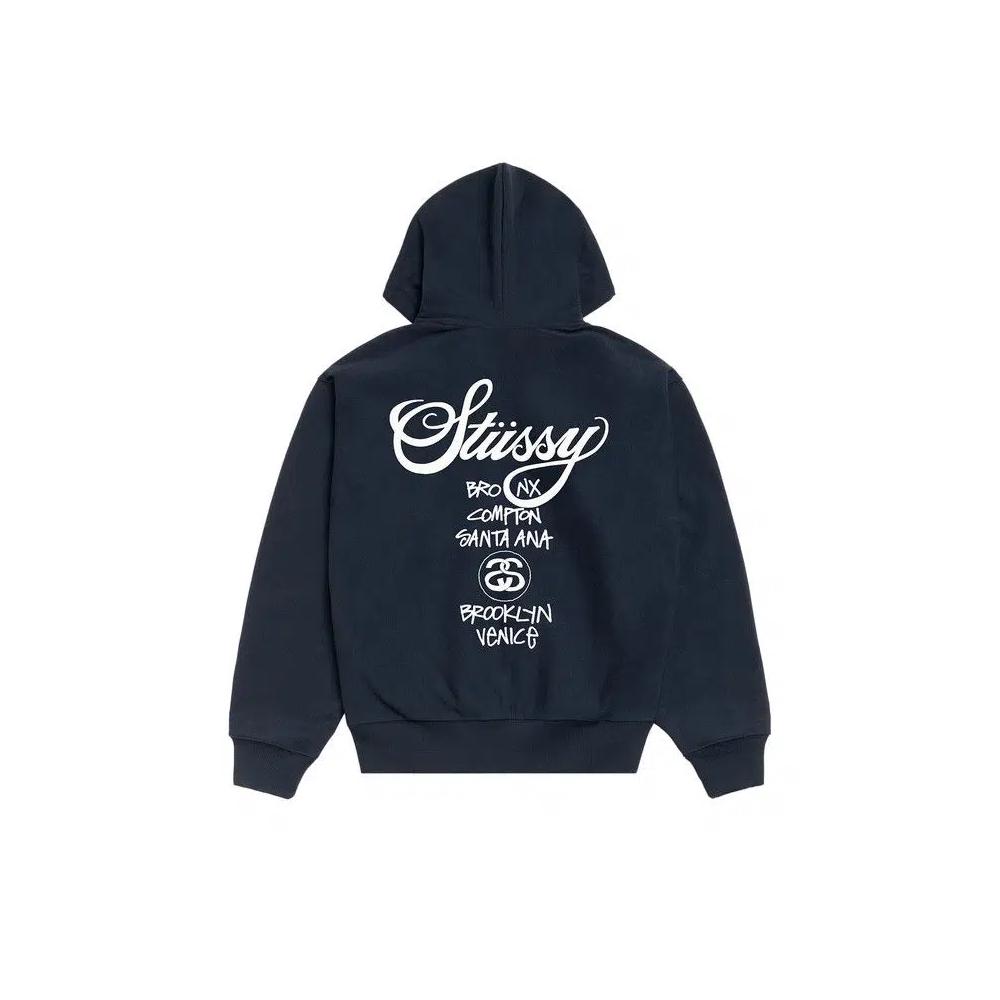Зип-худи Stussy World Tour Zip Hoodie 'Navy' 2
