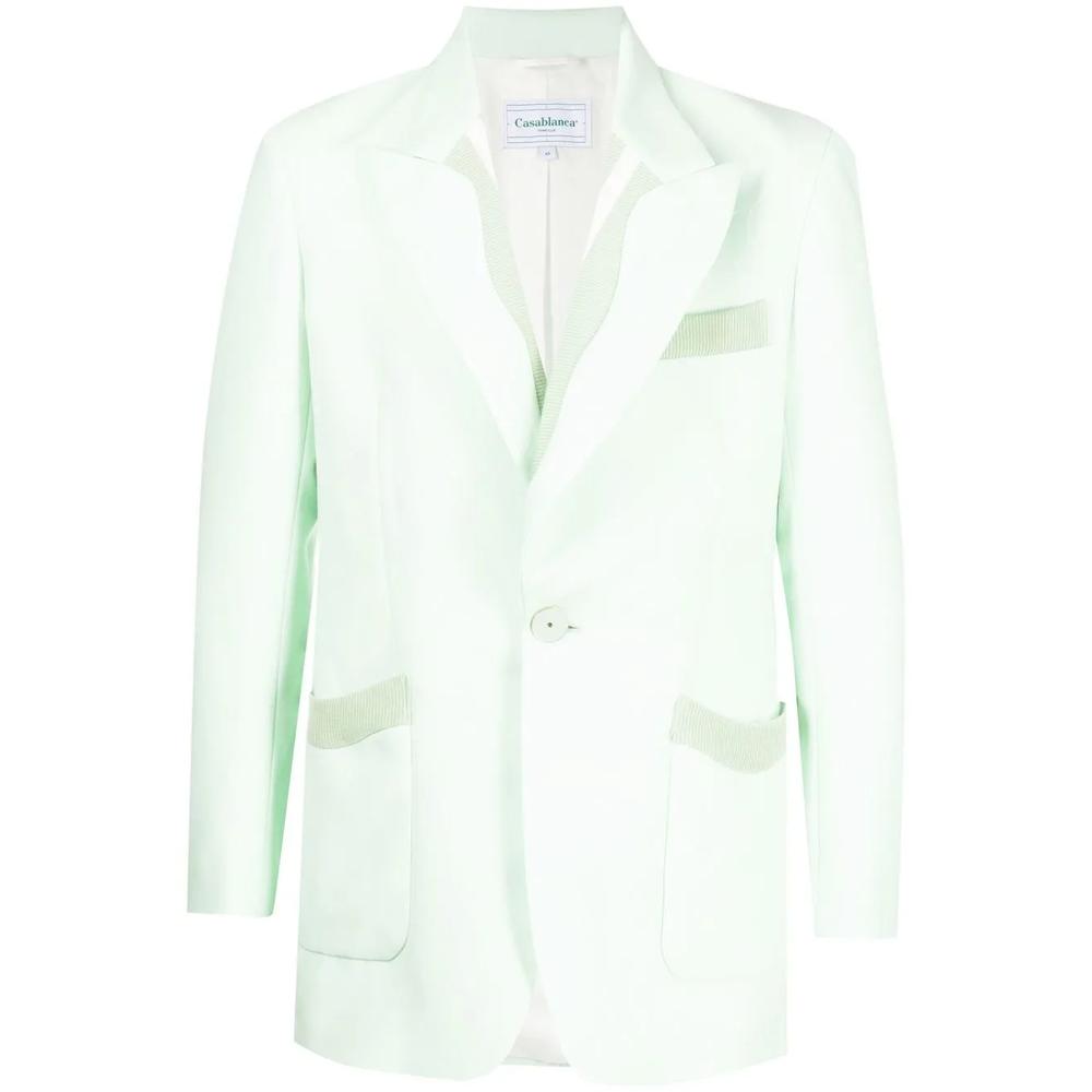 Однобортный пиджак в тонкую полоску 1