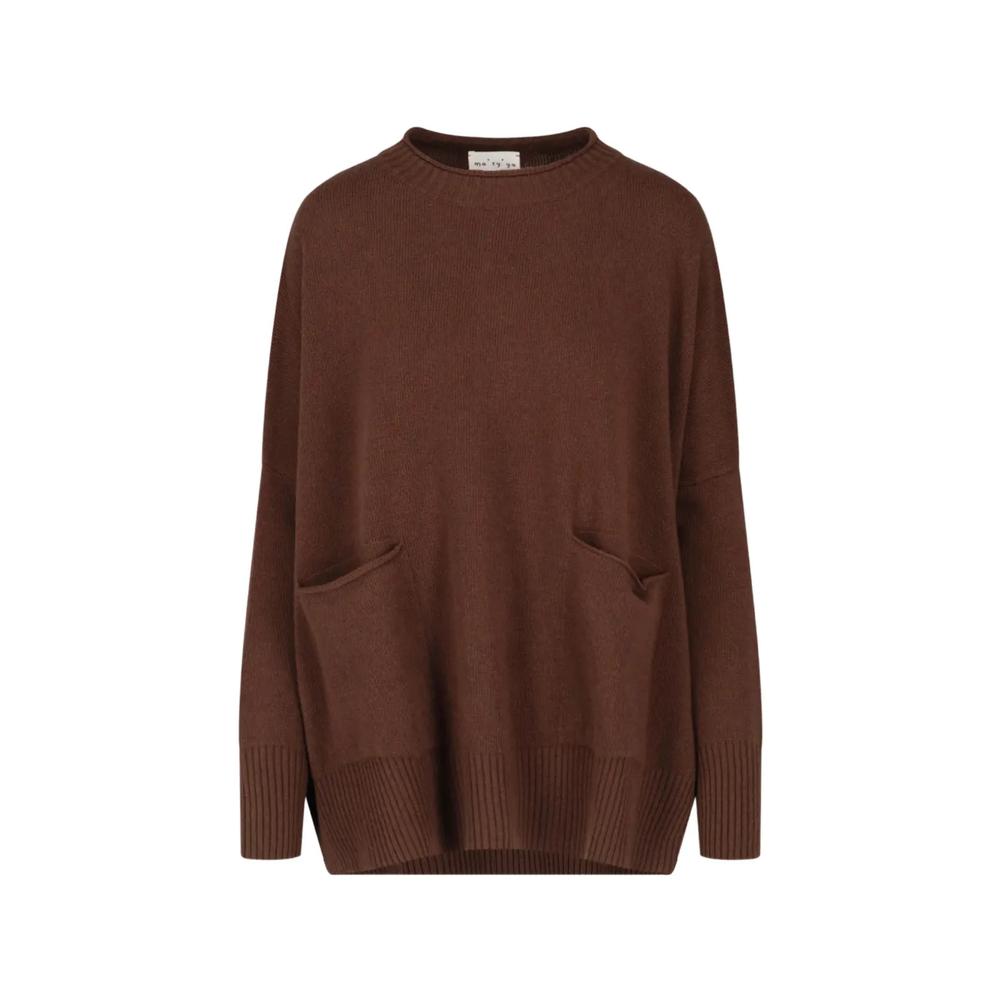 patch-pocket side-slit sweater 1