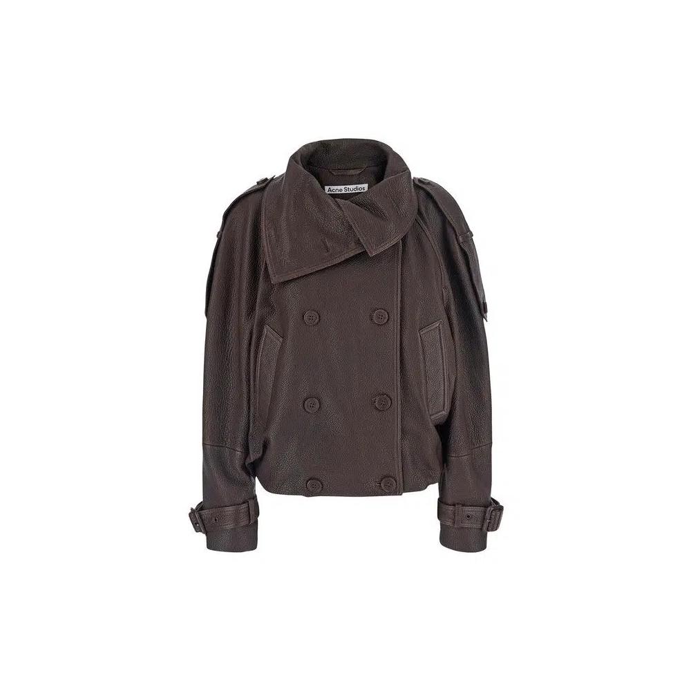 Кожаные куртки Acne Studios Cropped Leather Trench Coat 'Темно-коричневый' 1
