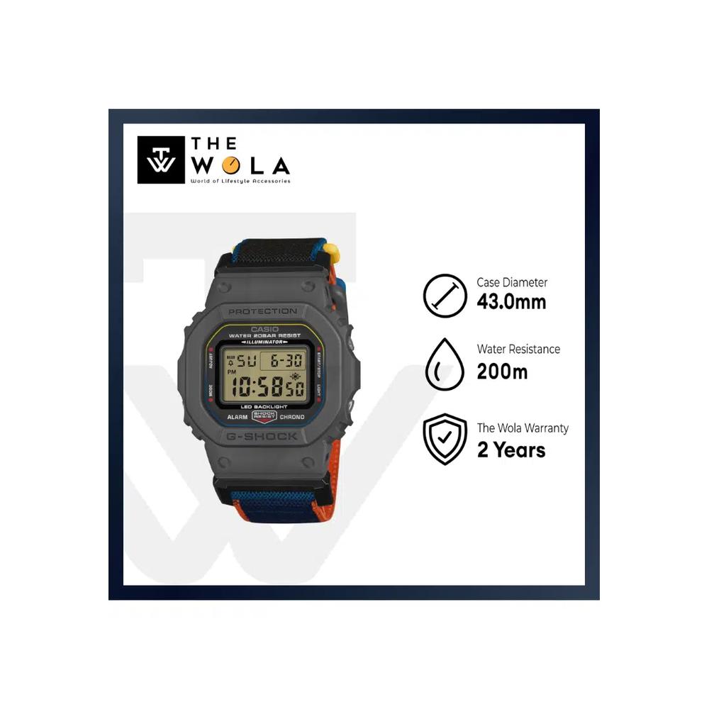 DW-5600MNC-8A2 Мужские цифровые часы, серый тканевый ремешок 2