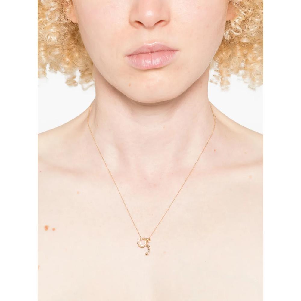 18K yellow gold Letter Q diamond necklace 2