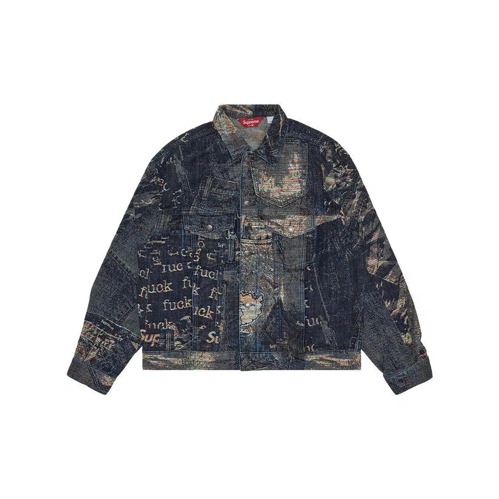 Джинсовые куртки Supreme Archive Denim Jacquard Trucker Jacket 'Синий' 1