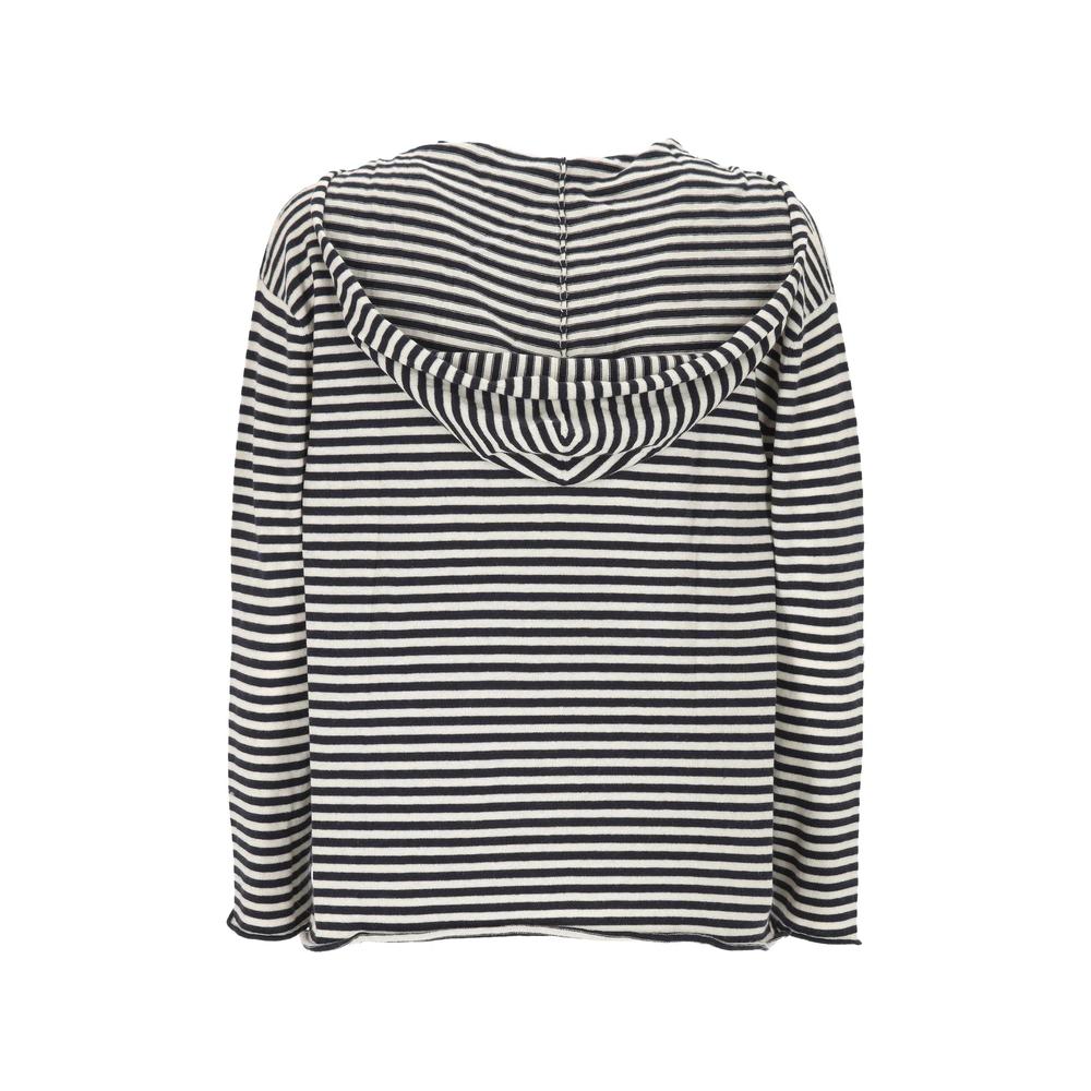 striped V-neck hoodie 2