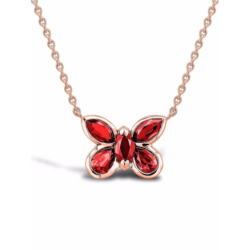 Колье Butterfly из розового золота с рубинами 2