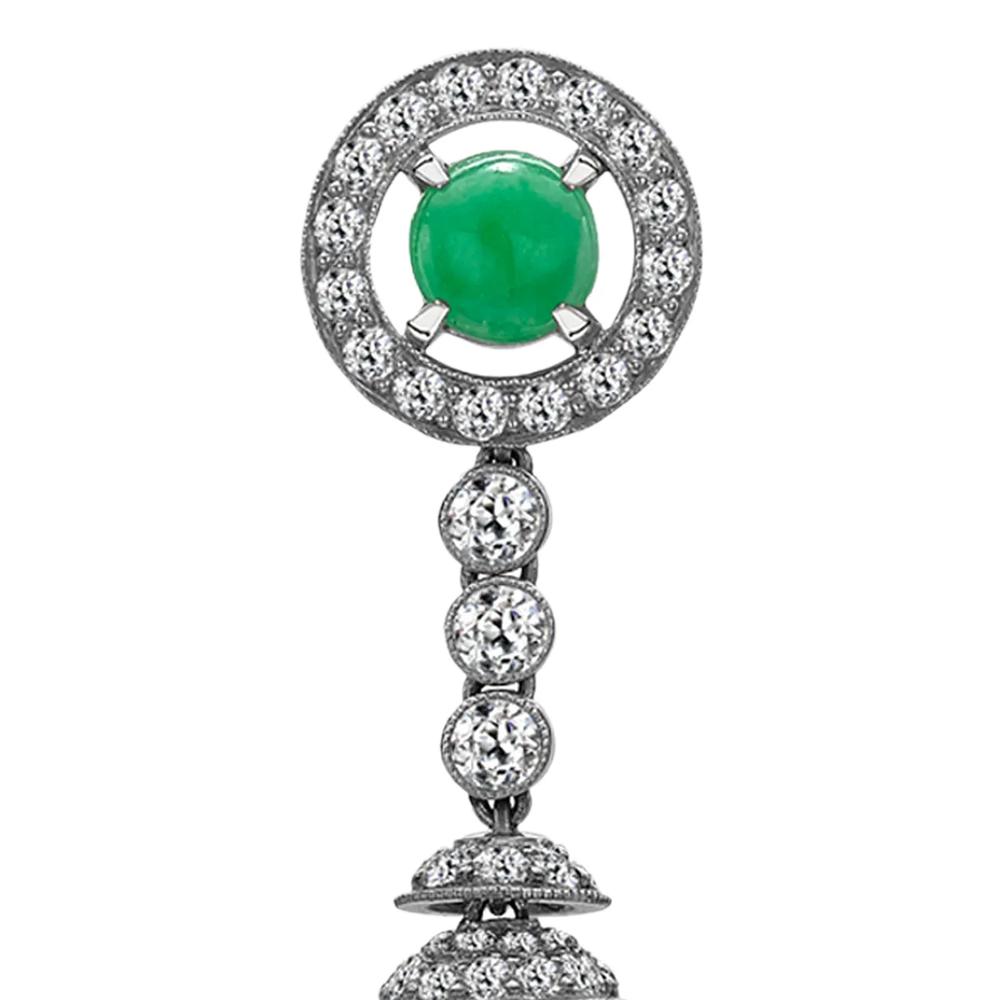 Платиновые серьги Art Deco с жадеитами и бриллиантами (1911-1940 годы) 2