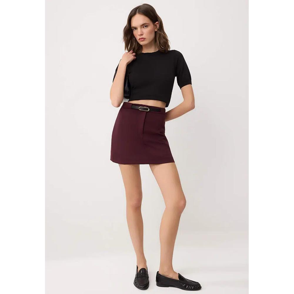 Сливовые мини-шорты и бермуды с поясом в юбочном стиле Twoaw26Sr55 5
