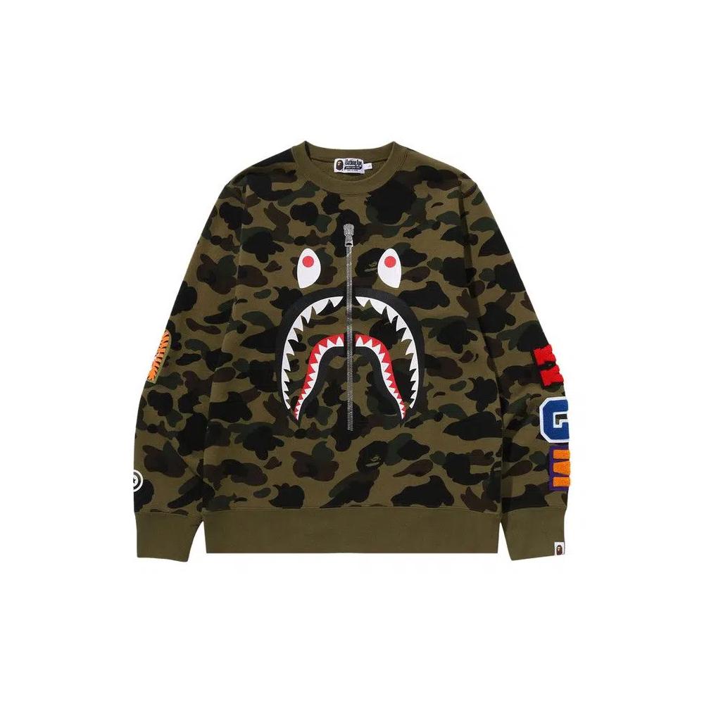 Топы BAPE 1st Camo Shark Crewneck Свитшот 'Green' 1