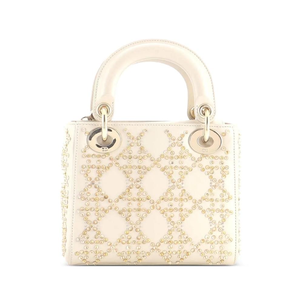 Сумка-сэтчел Lady Dior Chain Bag Crystal Embellished Cannage Quilt Leather Mini 2