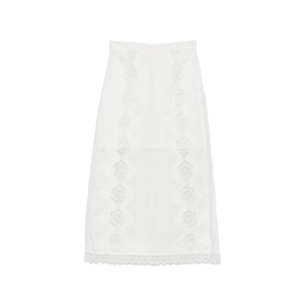 lace-trimmed midi skirt 1