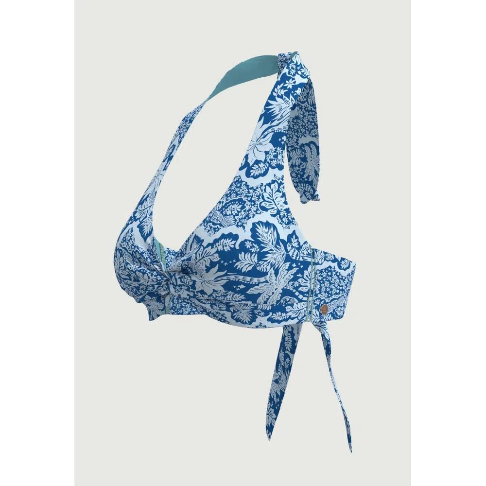 Топ-бикини Soulistic Blue Awe Plus Cup с закручивающимся передом и завязкой на шее 3