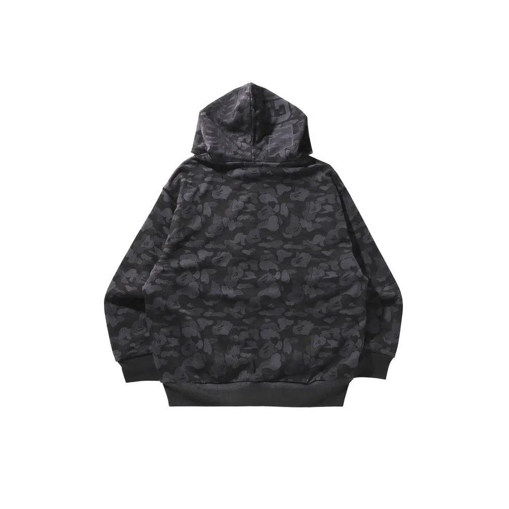 Толстовки BAPE Camo Fake Print Relaxed Fit Shark Full Zip Hoodie 'Black' 3