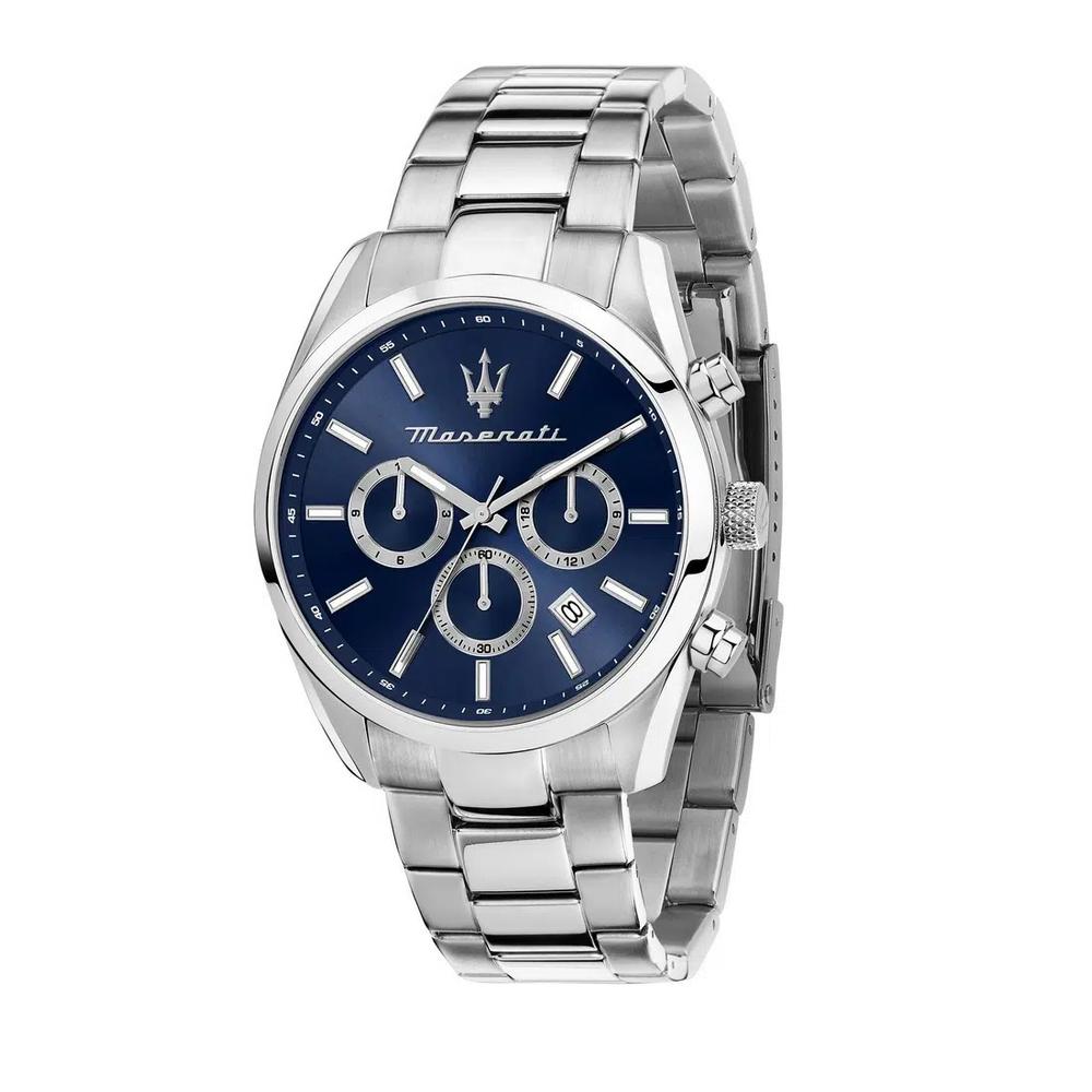 【2 года гарантии】Maserati Attrazione 43mm Мужские кварцевые часы R8853151005 с люминесцентным циферблатом и стрелками 1