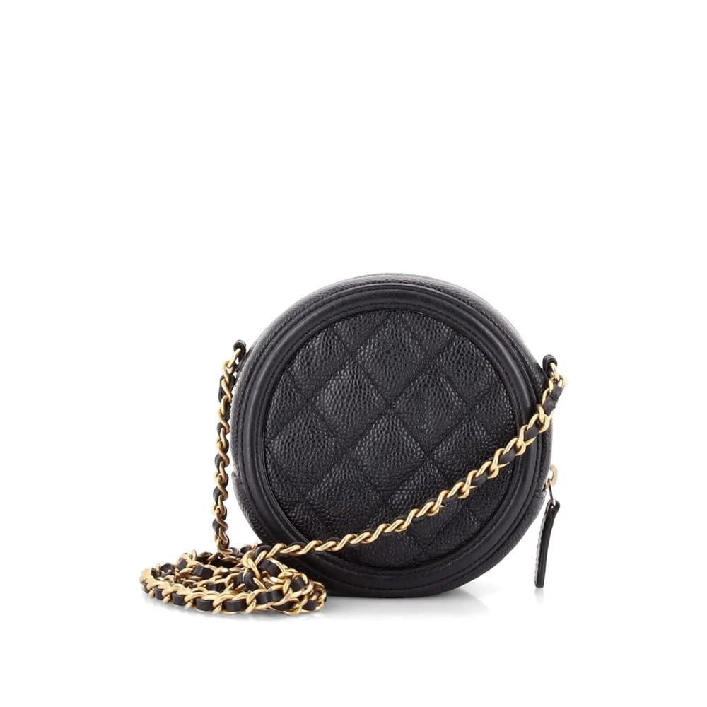 Сумка через плечо Filigree Round Clutch with Chain Quilted Caviar Mini 2