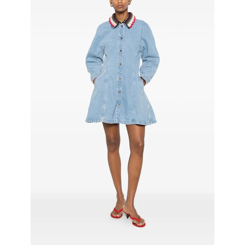 crochet-collar button-up mini dress 2