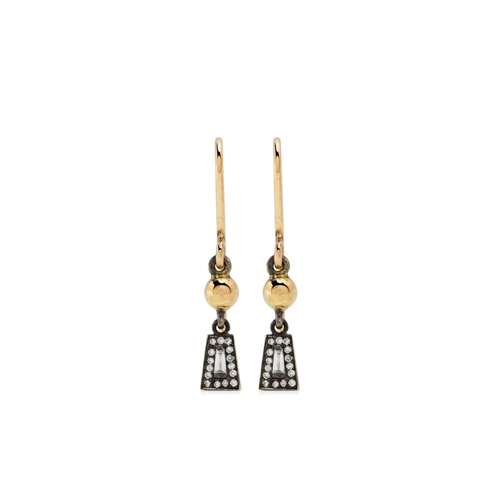 Серьги Taper and Ball из желтого золота с бриллиантами 1