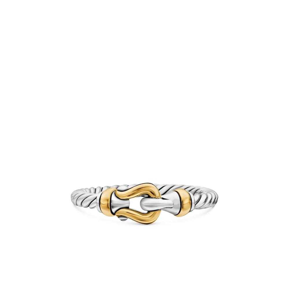 Кольцо Petite Buckle из желтого золота и серебра (2 мм) 1