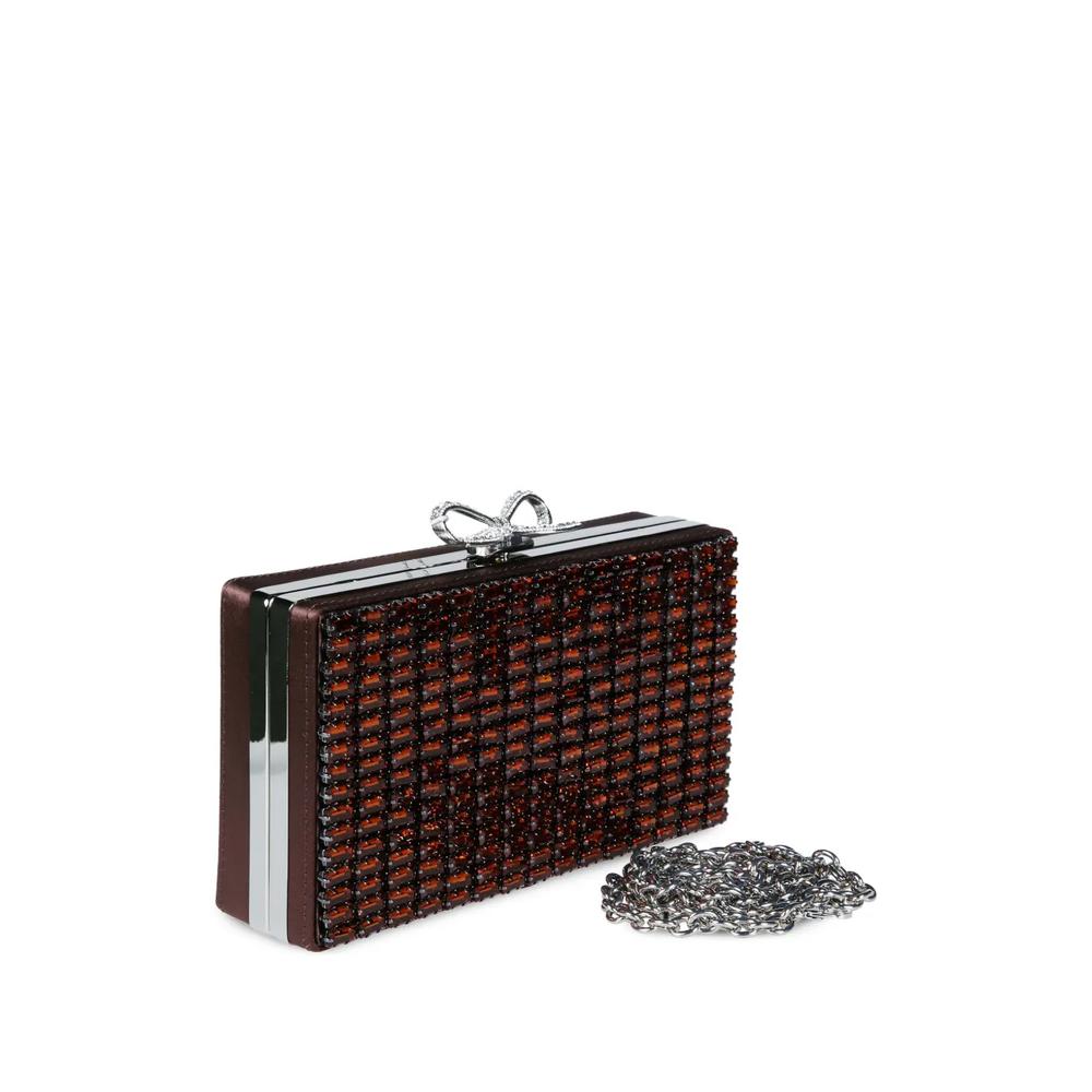 crystal-embellished bow-clasp chainmail clutch bag 3
