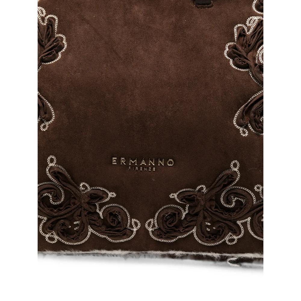 large shearling-trim embroidered tote bag 4