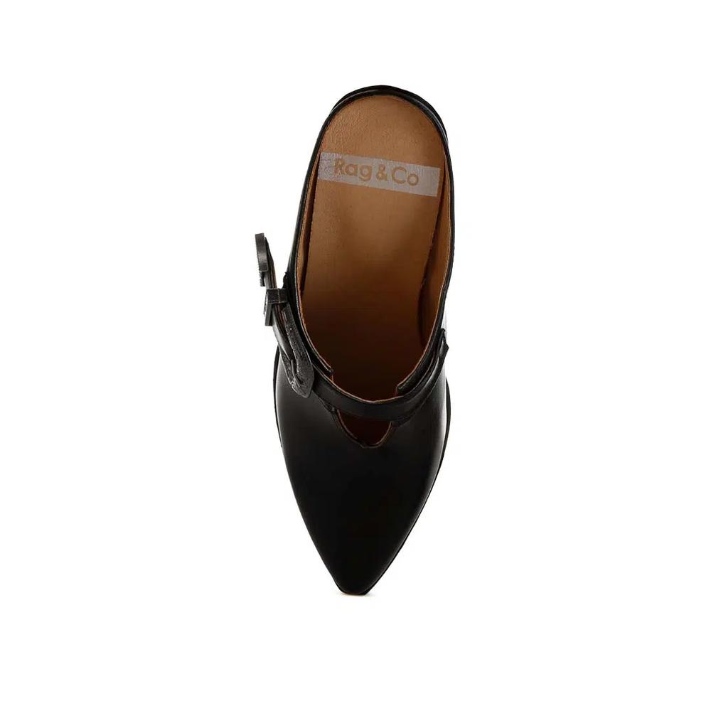 Мюли с резной пряжкой черного цвета Carved Buckle Statement Mules in Black 6
