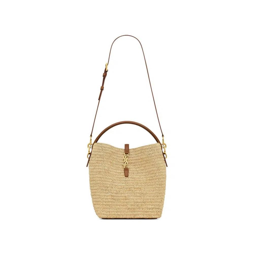 Сумки через плечо Saint Laurent Le 37 In Woven Raffia 'Натуральный/Кирпичный' 1