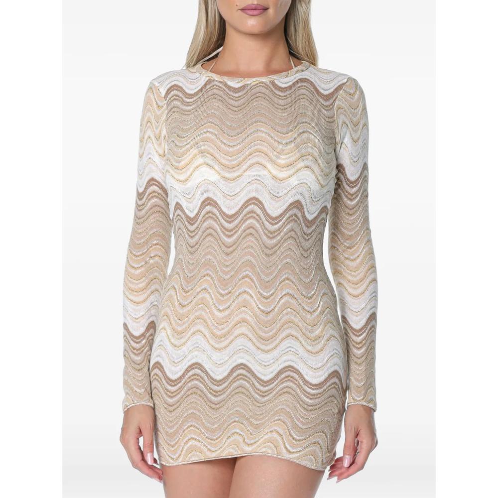 short Imany dress in brown degradé raschel fabric 1