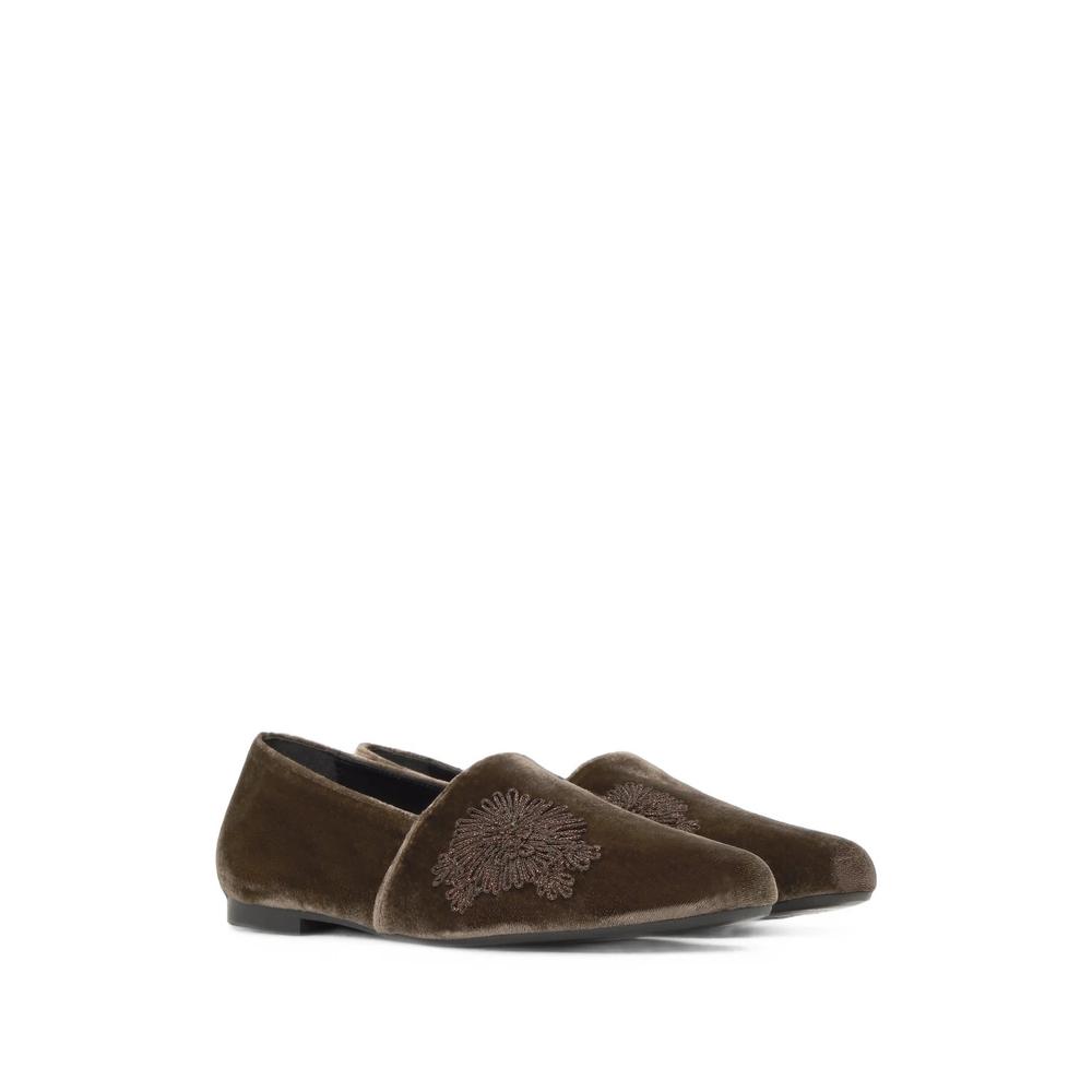 Gisele floral-embroidered velvet loafers 2